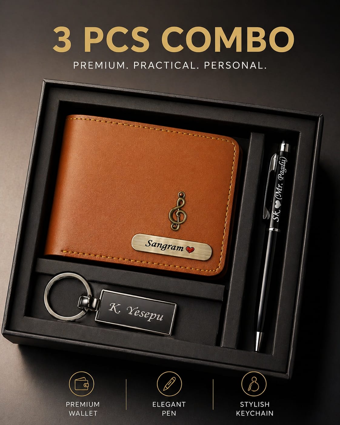 Premium 3 PCS Gift Combo  - Personalised Gift for Him