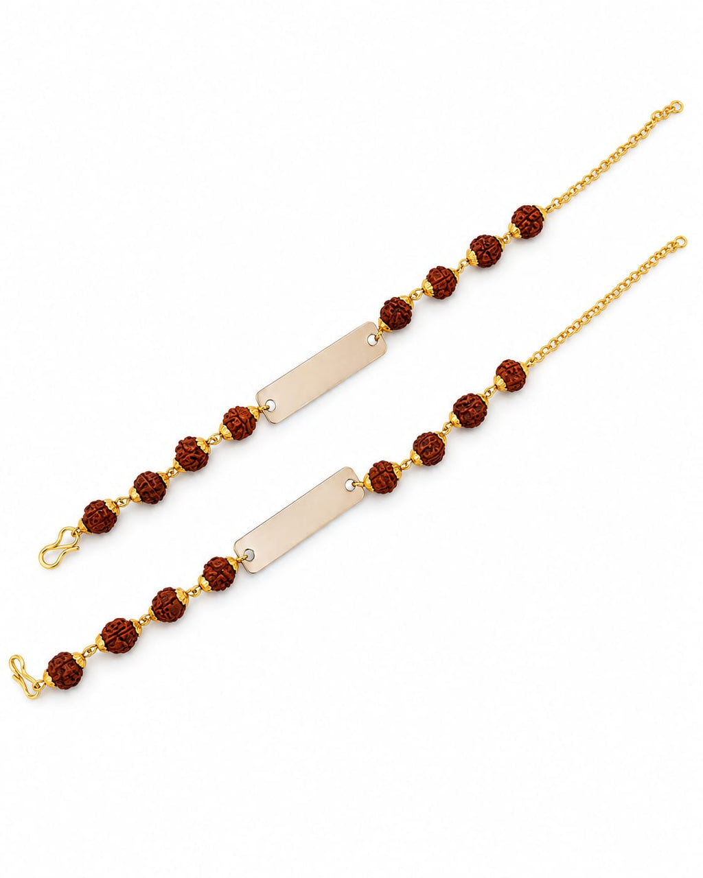 Personalized Rudraksha Rakhi Set of 2 for Brother | Custom Name Engraved Rakhi | Gold Plated Spiritual Raksha Bandhan Gift