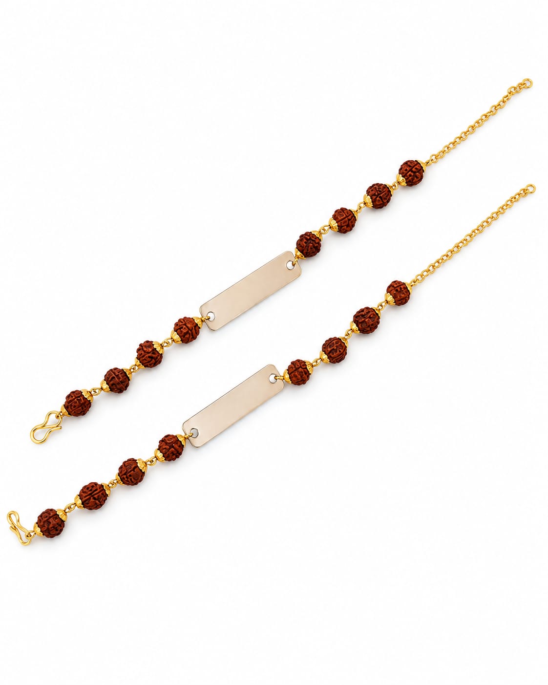 Personalized Rudraksha Rakhi Set of 2 for Brother | Custom Name Engraved Rakhi | Gold Plated Spiritual Raksha Bandhan Gift