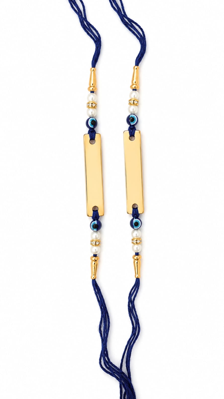 Personalized Evil Eye Rakhi Set of 2 with Custom Name Plate | Premium Beaded Rakhi for Brother | Raksha Bandhan Gift