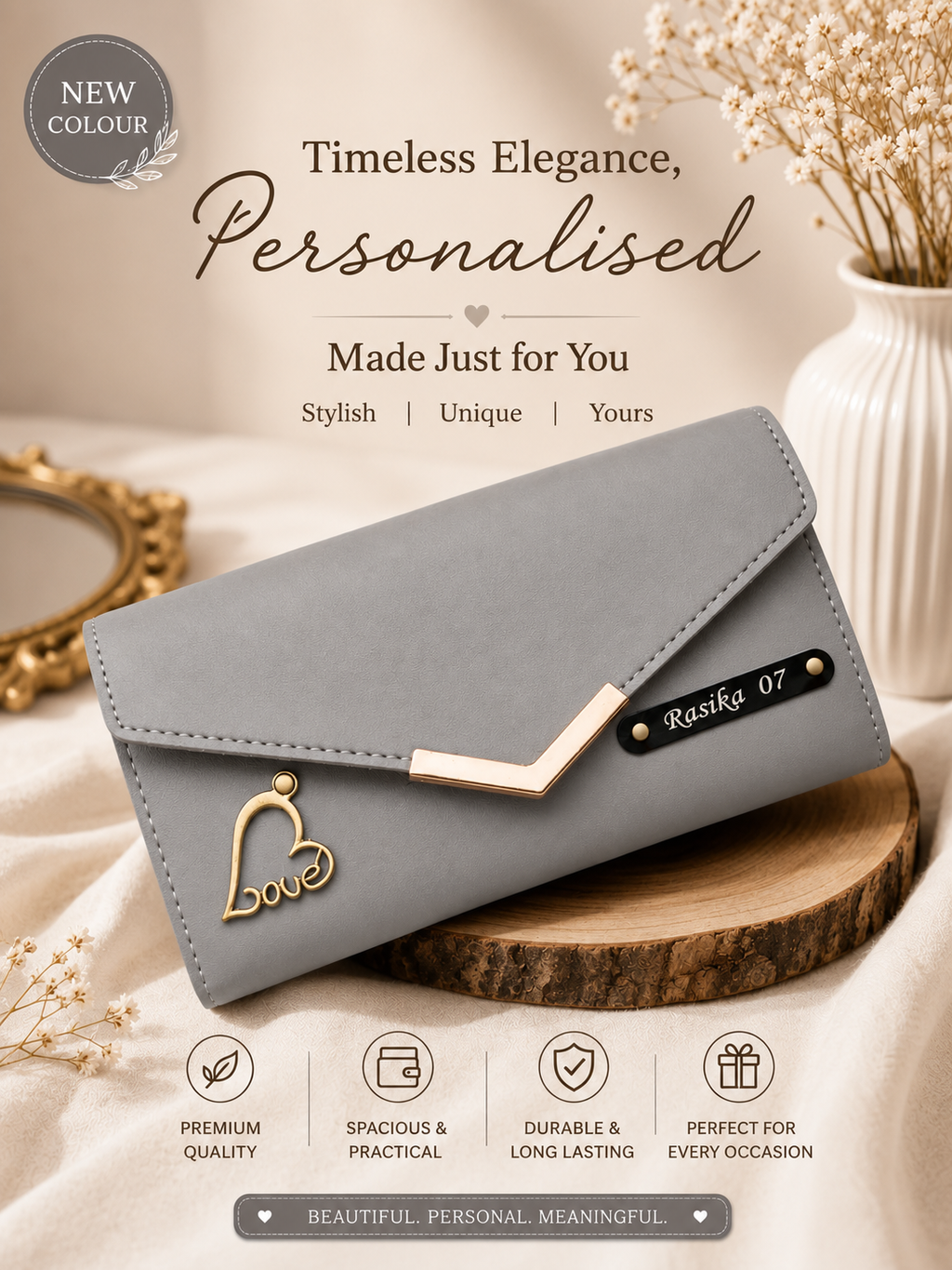 Personalised Ladies Clutch 3 Fold