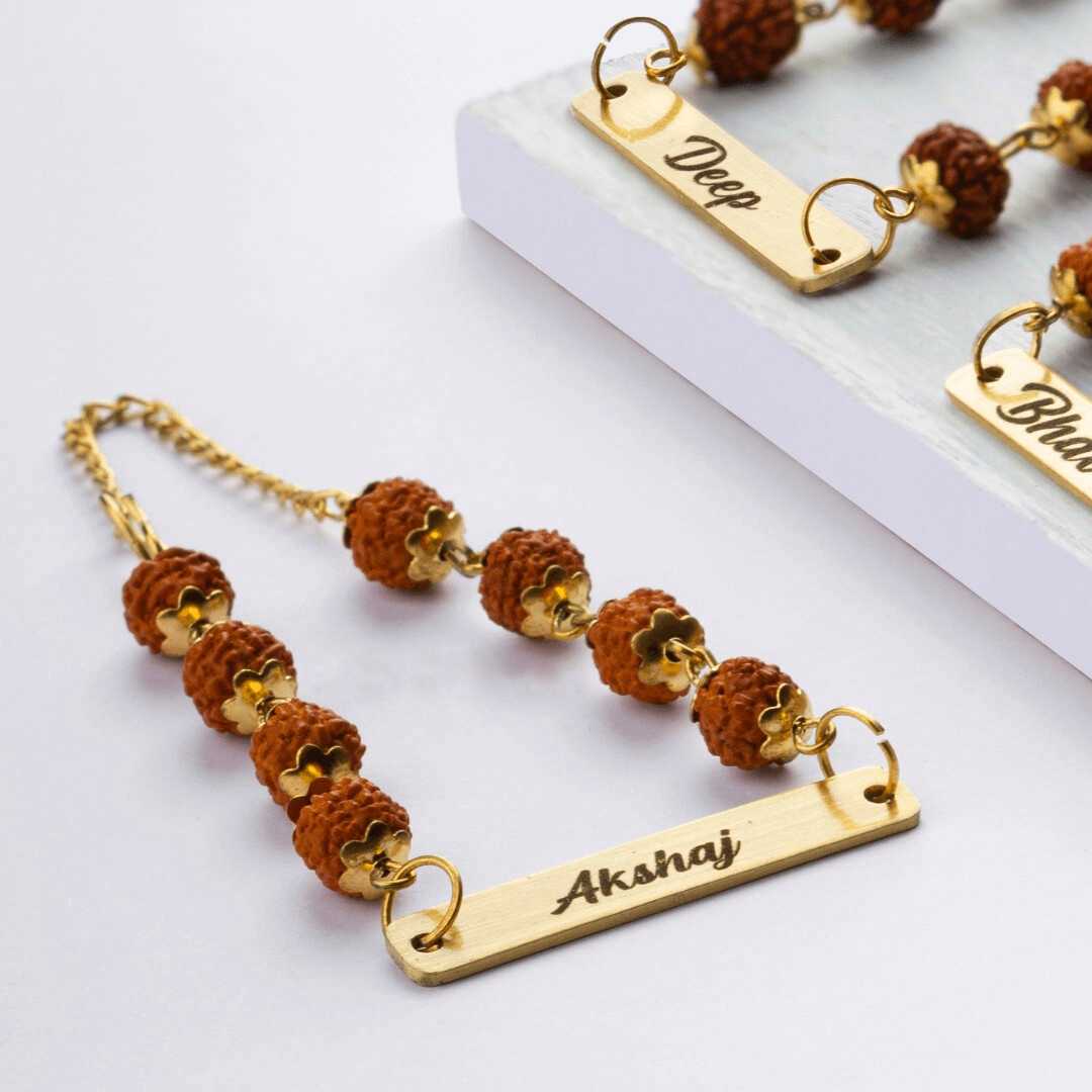 Personalised Engraved Rudraksha Rakhi