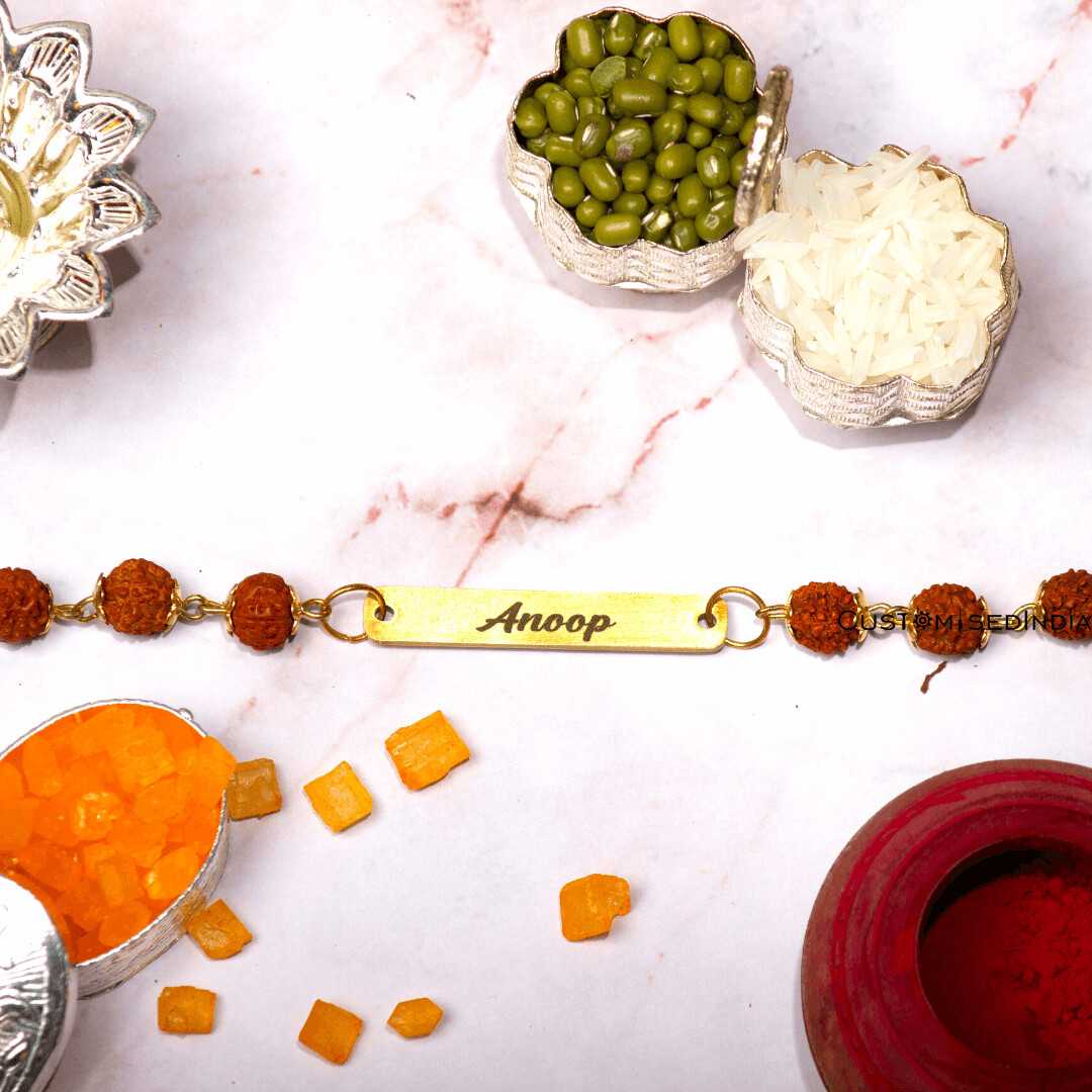 Personalised Engraved Rudraksha Rakhi